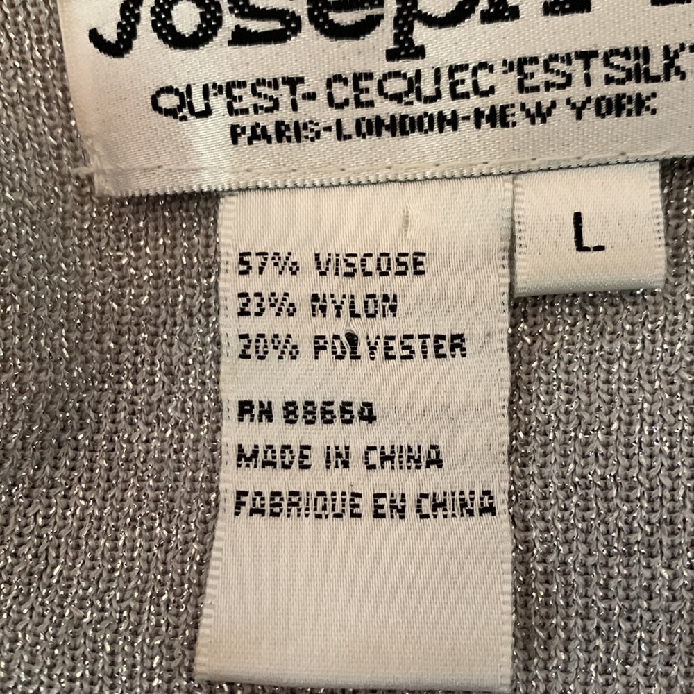 Joseph A. Silver metallic stretch 3/4 sleeve top Large - Picture 7 of 8